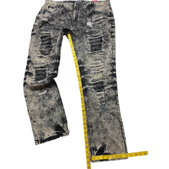 Contender Premium Men's Slim Straight Leg Patched Distressed Jeans Size 40x34 - Picture 13 of 15